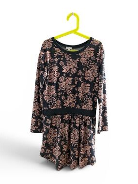 Splendid Dark Grey Dress with Pink Floral Print